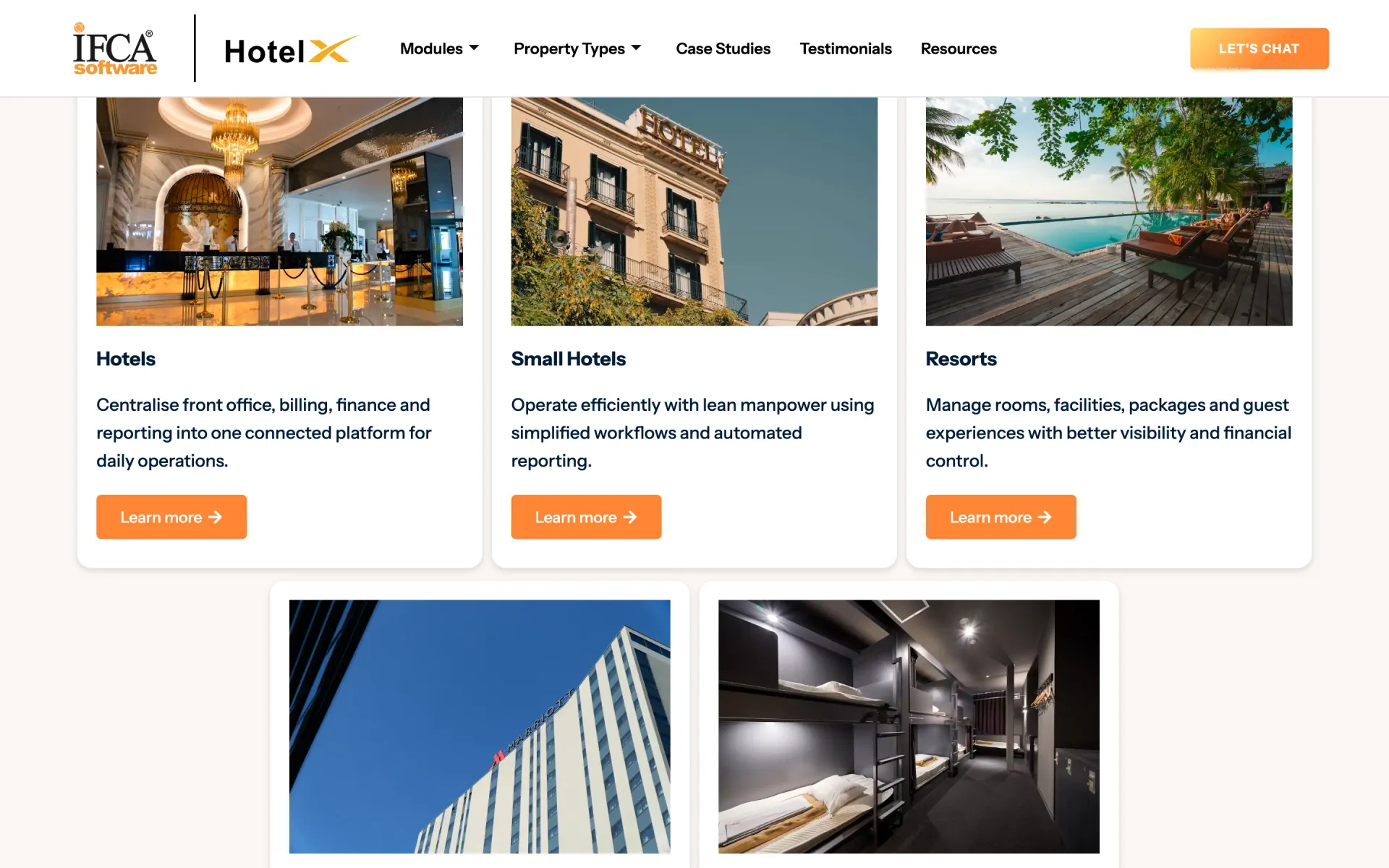 HotelX serves hotels, small hotels, resorts, serviced apartments and hostels.