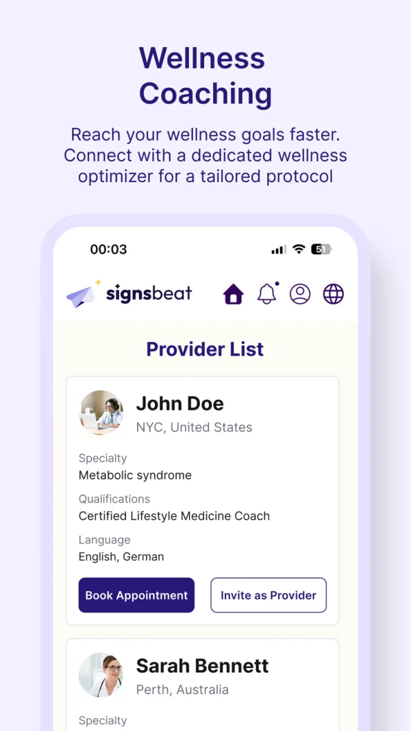 Signsbeat list of wellness coaches to book.